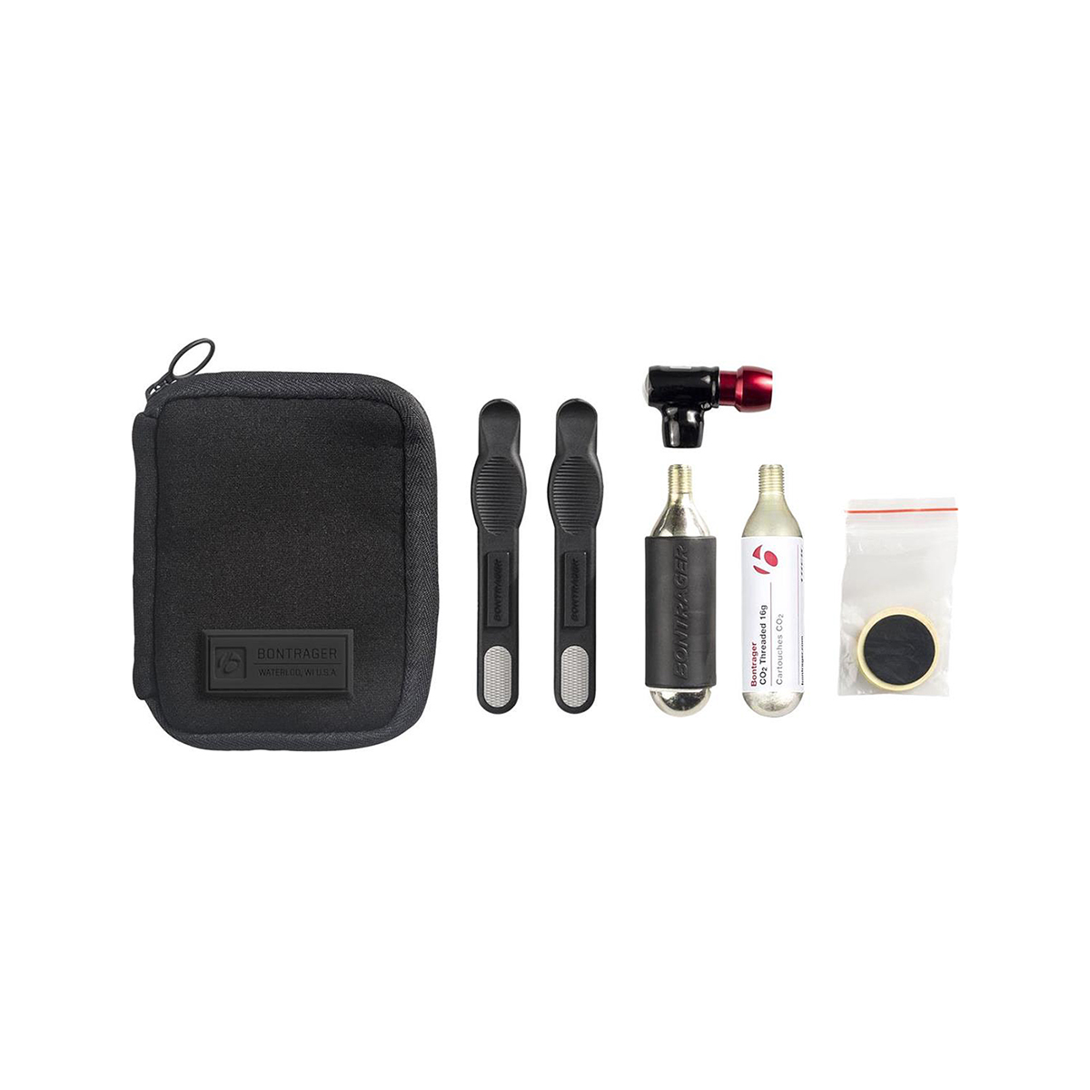 22672-155255330576 Pumpa Bontrager Mini Co2 Pro Flat Pack + 2 Patrone Co2+Montirači+Samoljepljive Zakrpe+Torbica Set