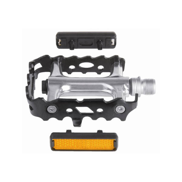 Pedale Mtb 9/16" Alu Crno-Srebrne+Refl.