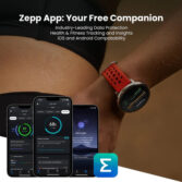 Sat Amazfit Active 2 NFC (Round) Black Leather + RED Silicon - Slika 4